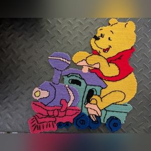 DISNEY'S WINNIE the POOH ALL ABOARD Plastic Canvas Nursery Wall Decor Art